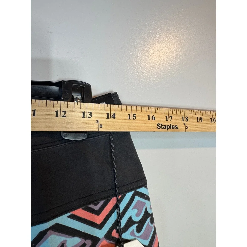 Billabong Kids Board Shorts Turquoise Black Geometric Print Elastic Waist NEW 28